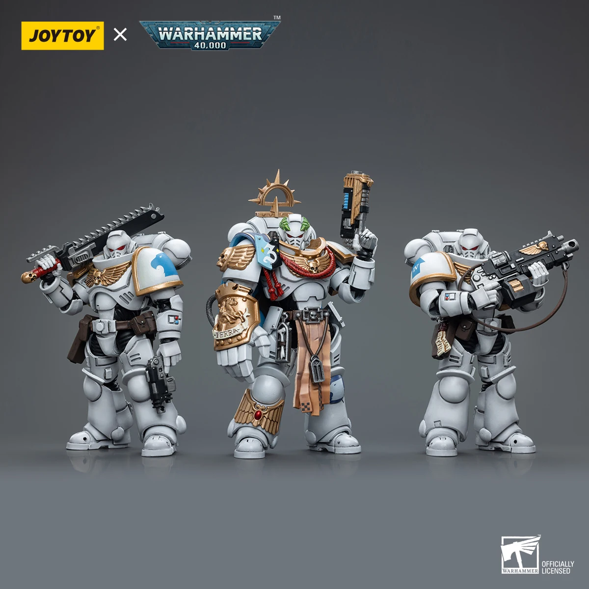 JOYTOY Warhammer 40K 1/18 Space Marines White Consuls Captain Messinius Intercessors Action Figure Model Toys For Collection