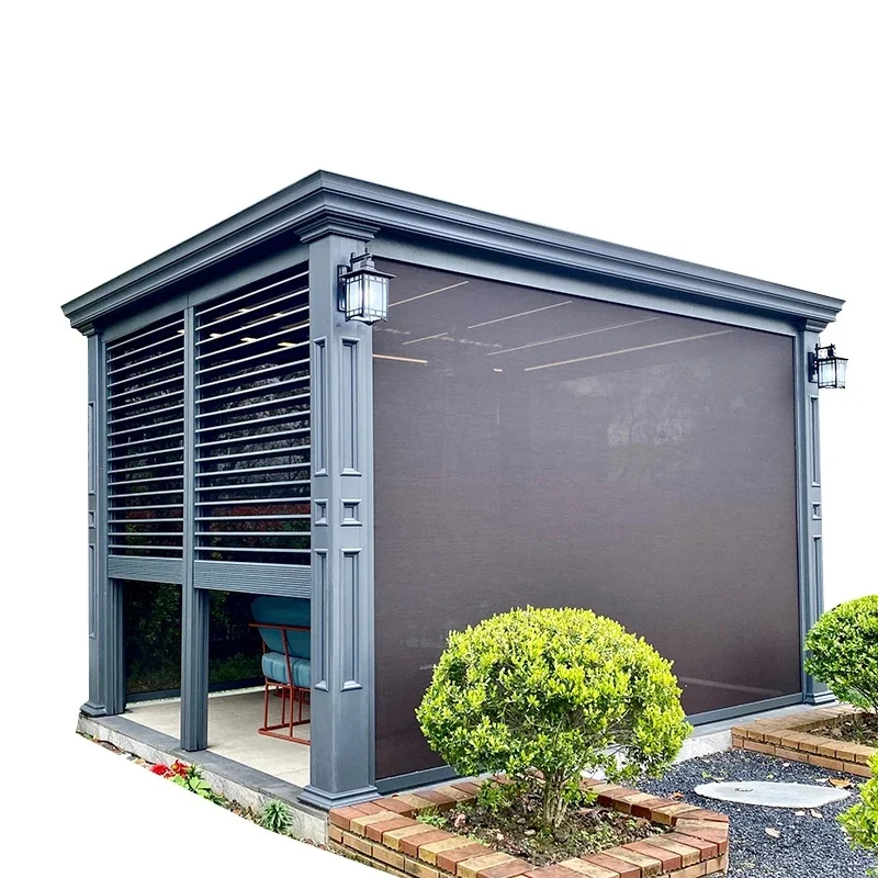 Factory Direct Motorized Control LED Light Heater Fan Mosquito Bioclimatic Pergola