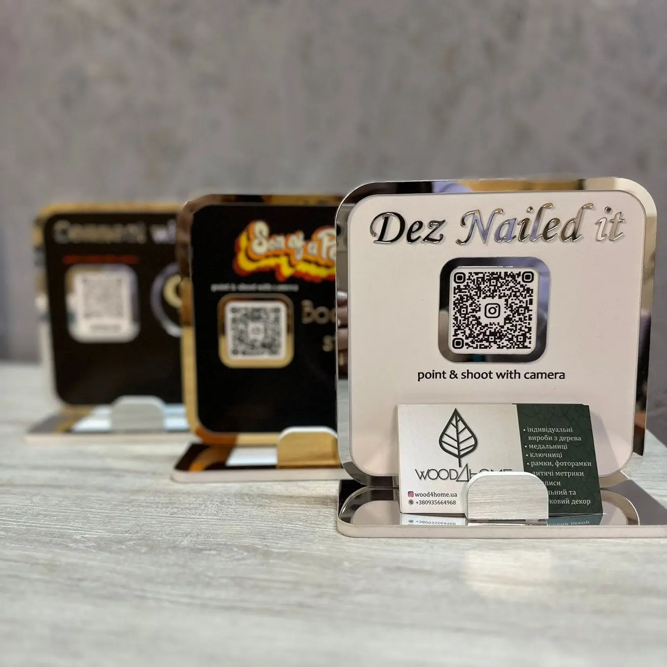 QR Code Stand Acrylic Business Card Holder Scan to Pay Desktop Organizer Custom Personalized Social Media Payment Display Stand