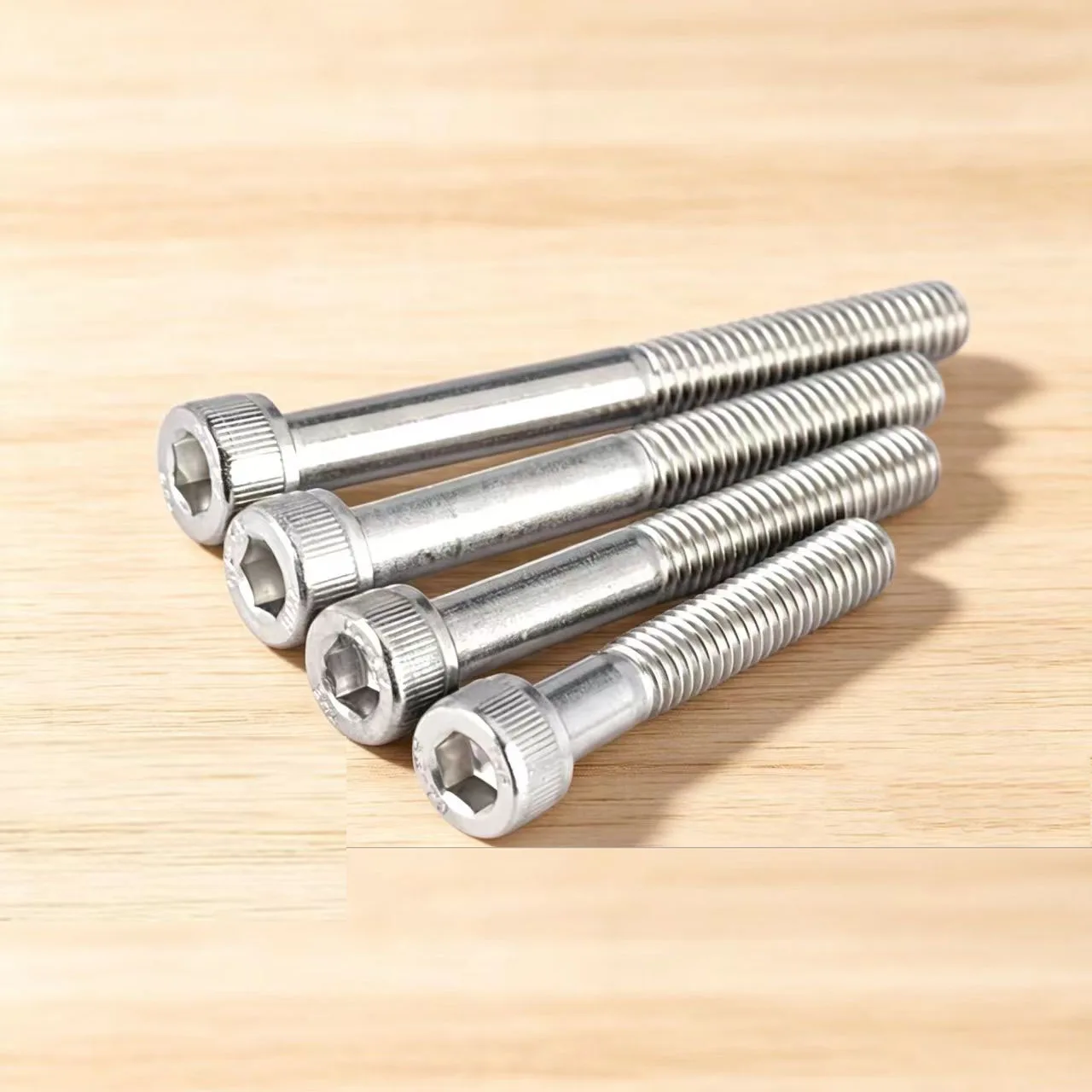 DIN912 SUS304 A2 Stainless Steel Knurled Cap Head Screws UNC 8#-32 To 5/8-11 Hex Socket Partial Thread Allen Bolts