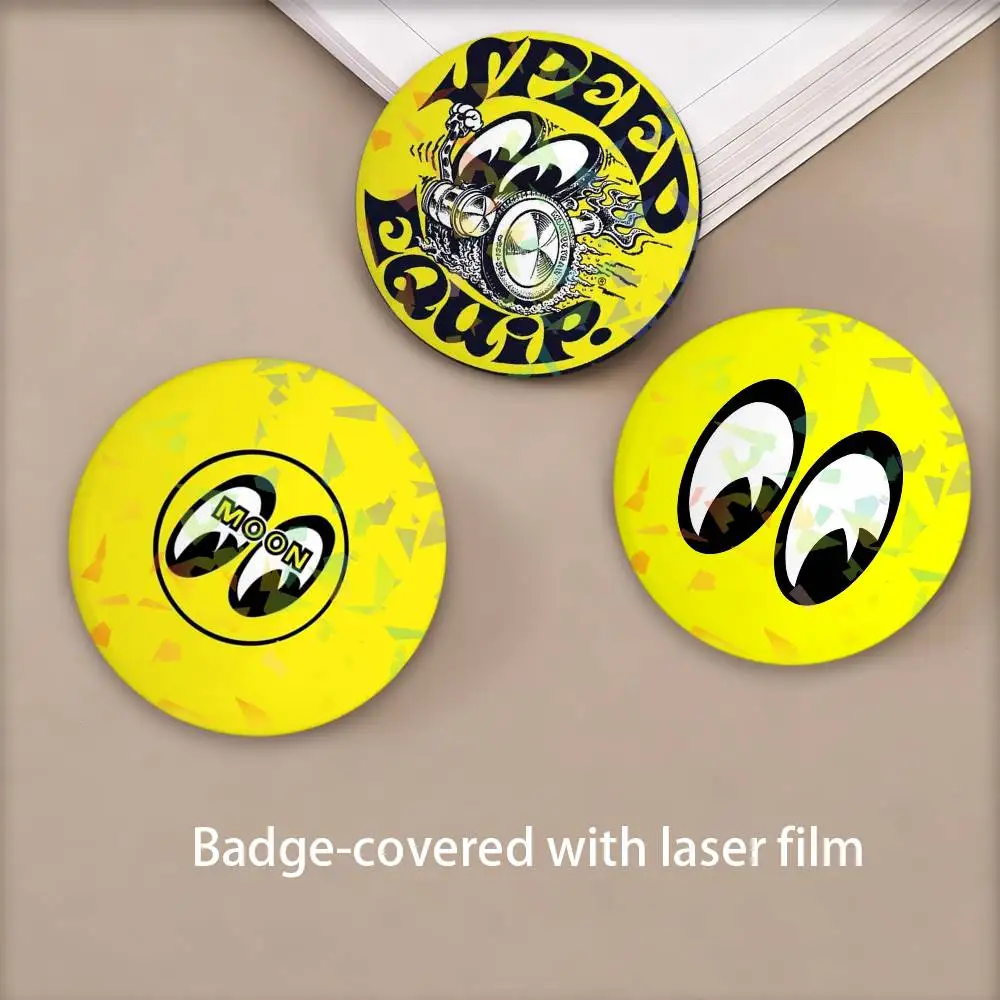 Brand M-MoONeyES-S Logo Badges Round Laser Badge Brooch Backpack Accessories
