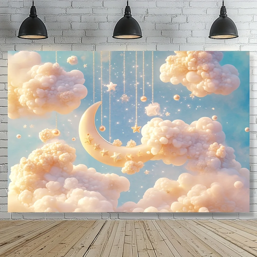 

1pc tapestry with star, moon, and cloud patterns, made of polyester, machine washable, suitable for bedrooms and living rooms.
