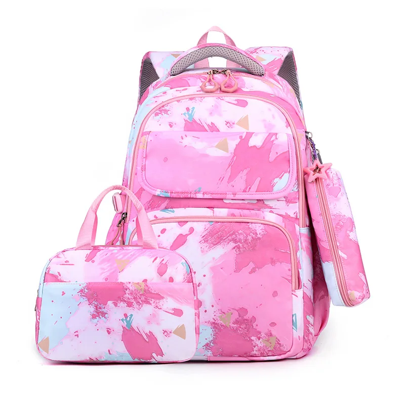 3Pcs/Set Camouflage Printing Kids Backpack For Girl Kids School Bag Children Waterproof Schoolbag Get Free Cartoon Pendant GIFT