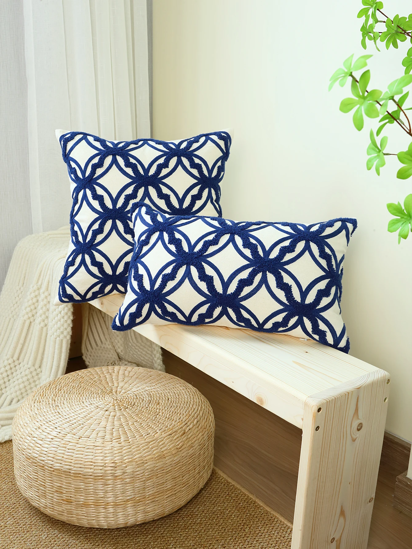 1pc Solid color geometric pillow cover cushion cover three-dimensional cushion cover embroidery headboard sofa pillow cover