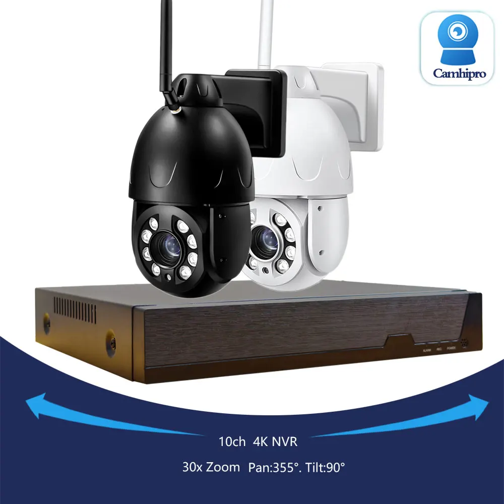4K 8MP PTZ Dome 30X Zoom Wireless Security Wifi 5MP Two Way Audio IR&Color LED 10CH 4K Surveillance Vedio NVR System