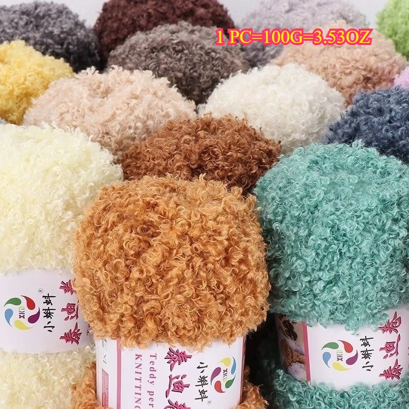 100g Teddy Knitting Yarn Loop Yarn For Doll Bag Sweater Scarf Hat DIY Crafts Woven Threads Curly Hair Woolen Plush Crochet Yarn