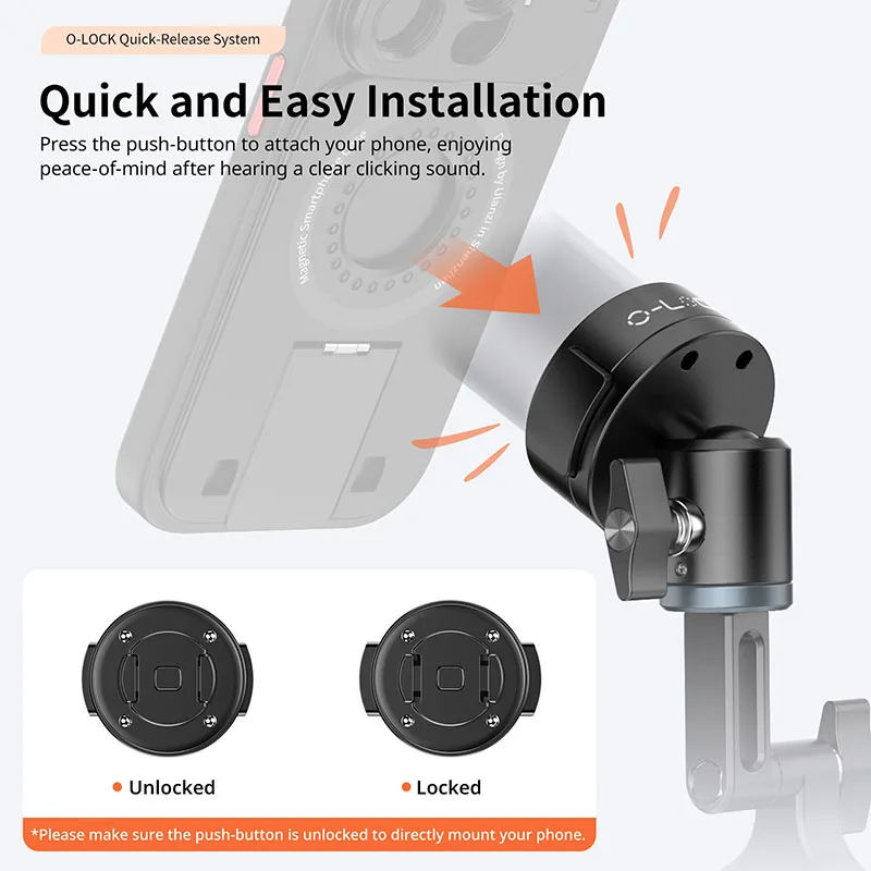 Ulanzi O-LOCK Ⅱ Bicycle Handlebar Mount Phone Holder with 360° Ball Head Quick-Release System for iPhone 15 14 Pro Max Vlogging