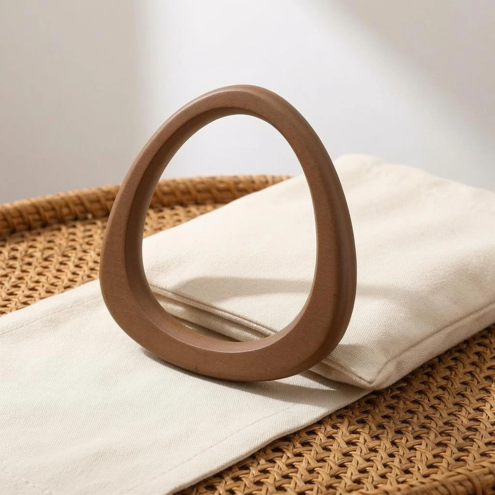 Wooden D-Shaped Handle Smooth D-Shaped Handbag Handle Rounded Inner Opening 10.5 Cm