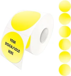 Thermal paper Round Sticker Labels, Self-Adhesive Multi-Purpose Roll Sticker Labels for DIY Logo, QR Code, Name Tag