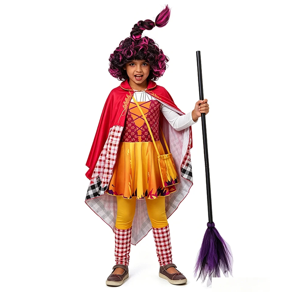 Sanderson Sister Winifred Sarah Mary Witch Kids Clothes Halloween Cosplay Carnival Party Children's Costume Fantasy Girls Outfit
