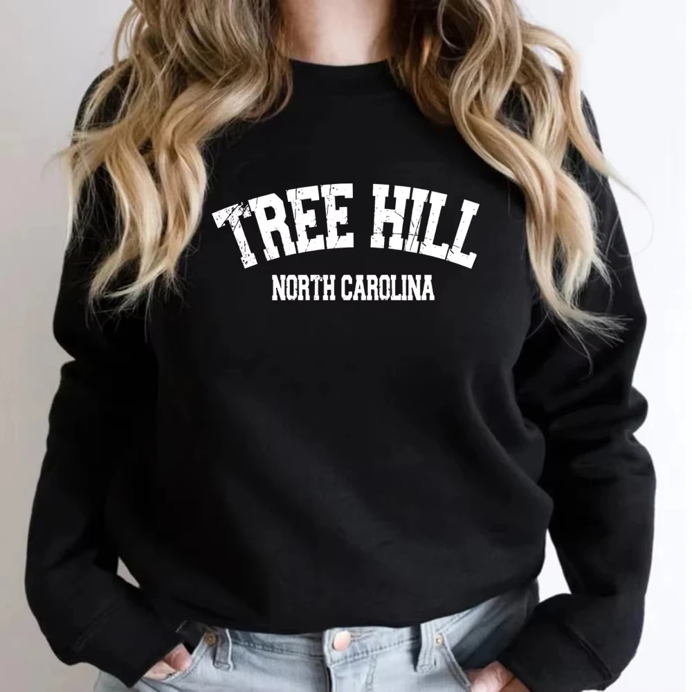 

Толстовка унисекс с круглым вырезом Tree Hill North Carolina в студенческом стиле Tree Hill, пуловер с местоположением фанатов 90-х годов, джемпер с круглым вырезом, толстовки