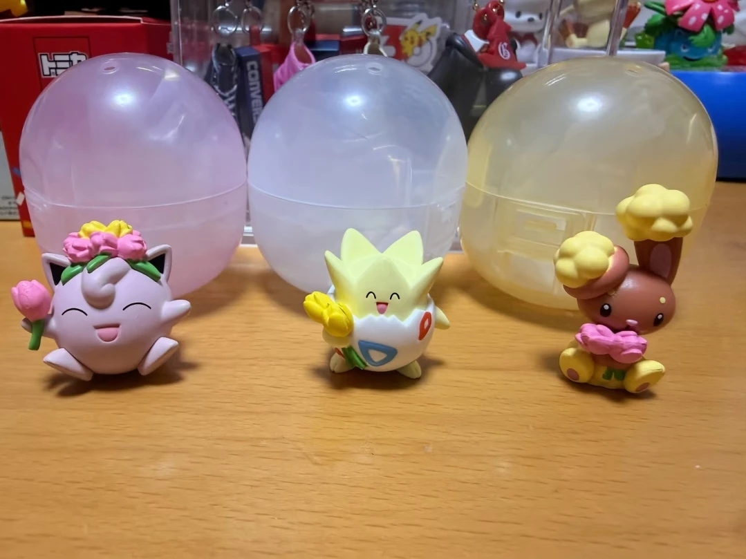 Original Anime Pokemon Warm Spring Sun V2 Toys Jigglypuff Turtwig Buneary Togepi Capsule Toys Cartoon Figure Model Xmas Gifts view 4