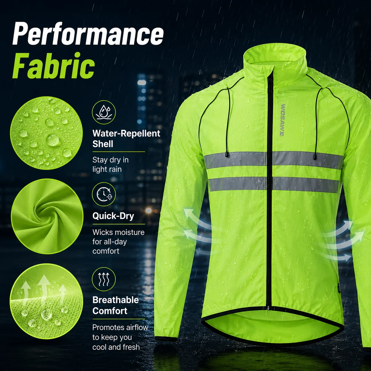 Outdoor Cycling Jacket Reflective Windproof Waterproof MTB Long Sleeve Bicycle Jersey Team Ride Morning Night Club Designs