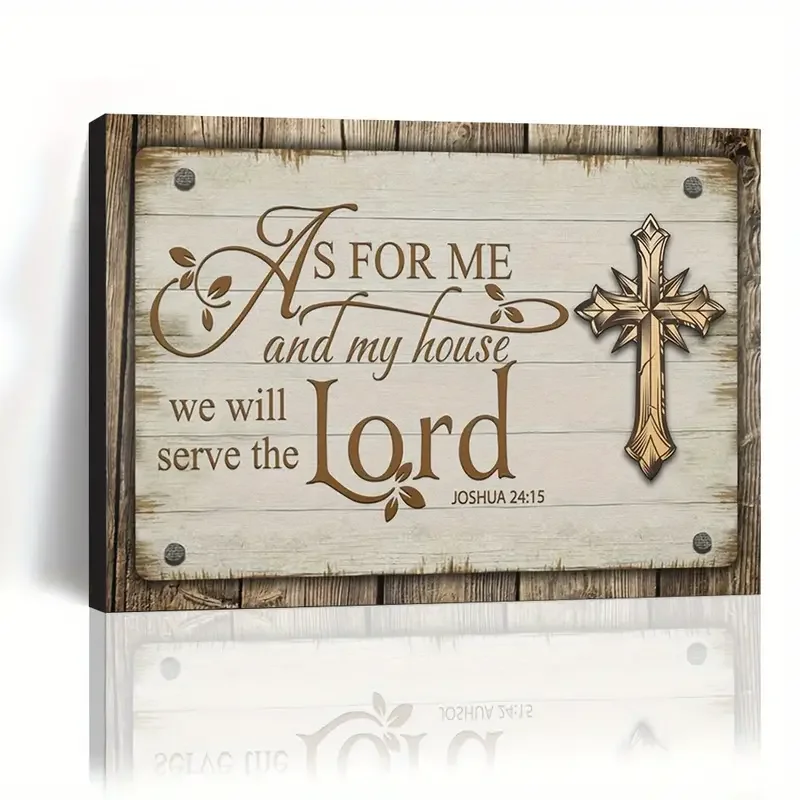 1pc No Framed Canvas Painting, As For Me And My House We Will Serve The Lord, Wall Art Prints With Frame, For Living Room &