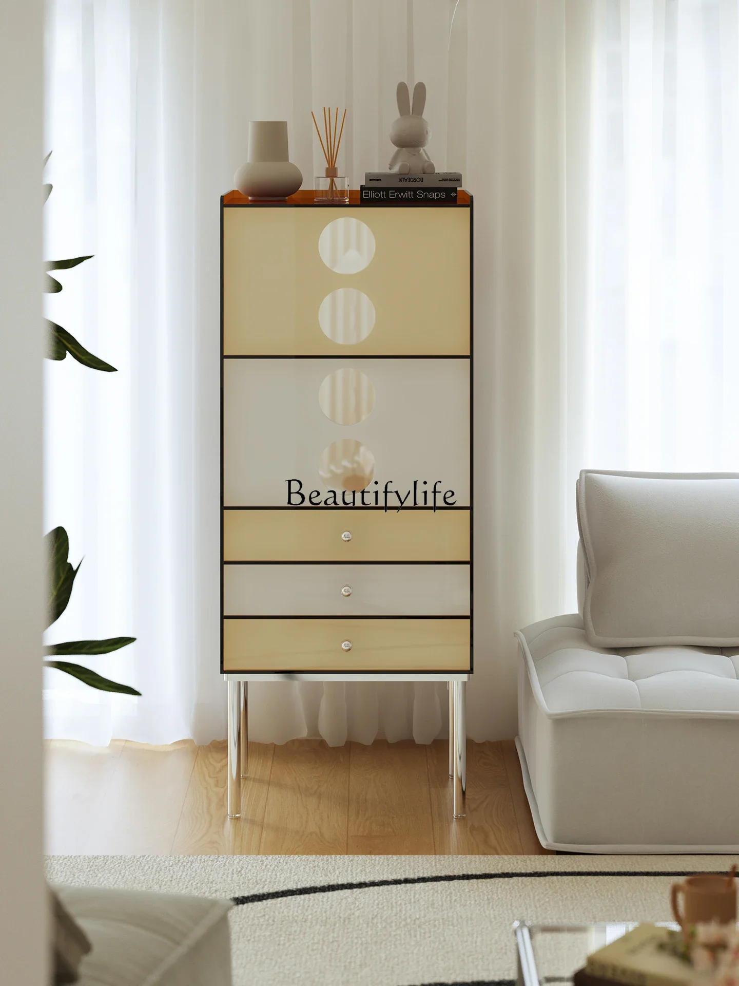 

09 Side Cabinet Living Room Sofa Chest Antique Style Storage