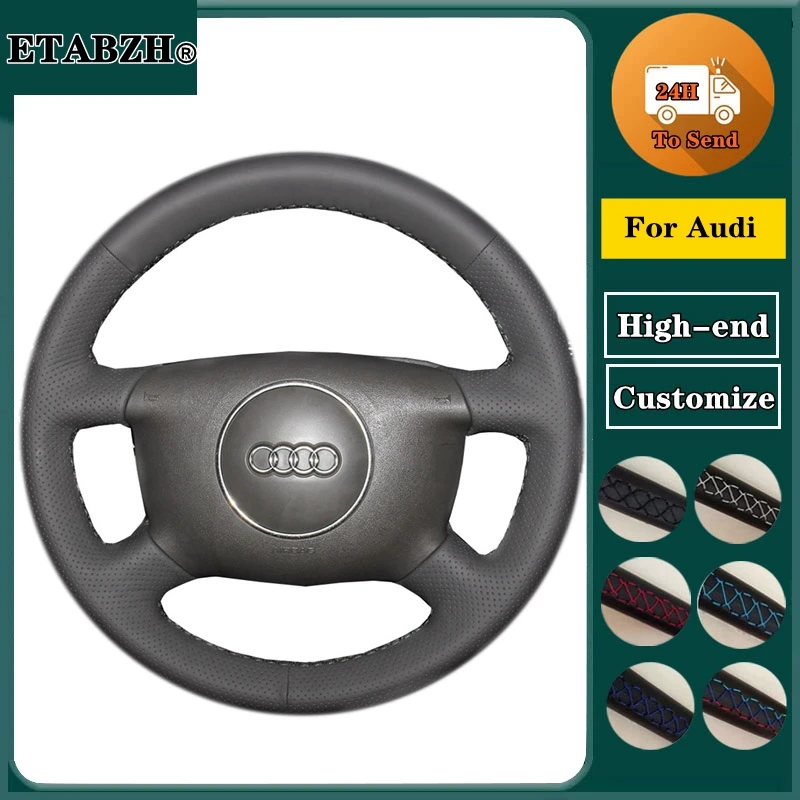 

Braid Car Steering Wheel Cover For Audi A8 (D2) S4 A6 (C5) Audi A2 (8Z) A3 (8L) A4 (B5 B6) Genuine Leather Car Accessories