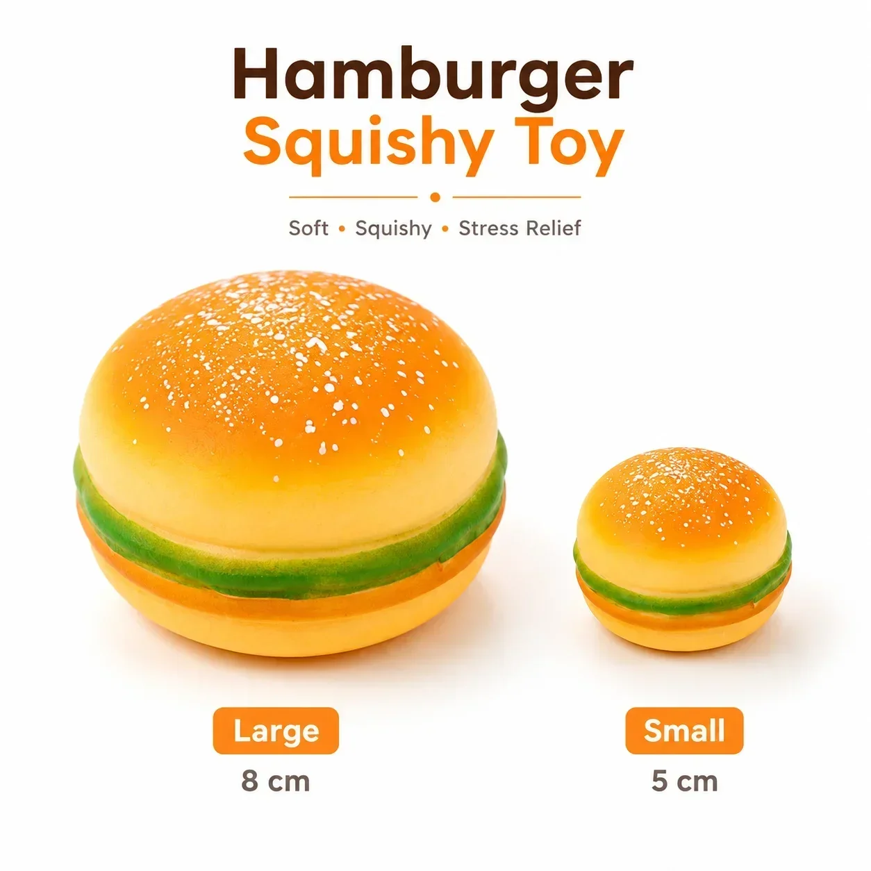 Stress Relief Burger Squishy, Slow Rebound Sensory Fidget Toy for Autism, Office Desk Calming Gadget