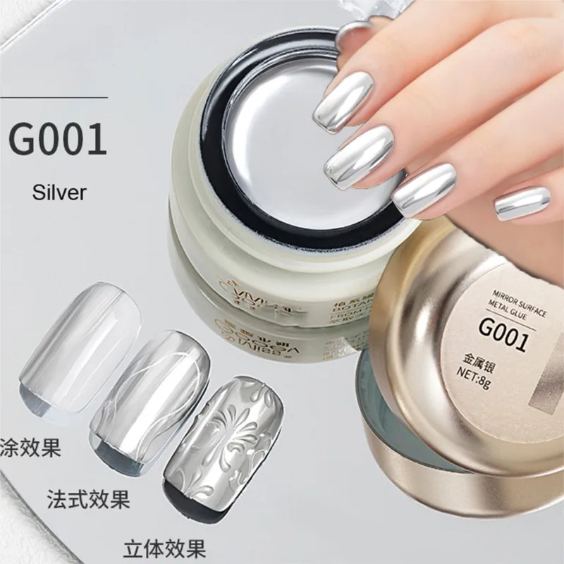 Net-8ml Super Bright Metallic Gel Polish Mirror Effect Painting Nail Chrome Gel Drawing Flower Soak Off UV LED Nail Gel Lacquer