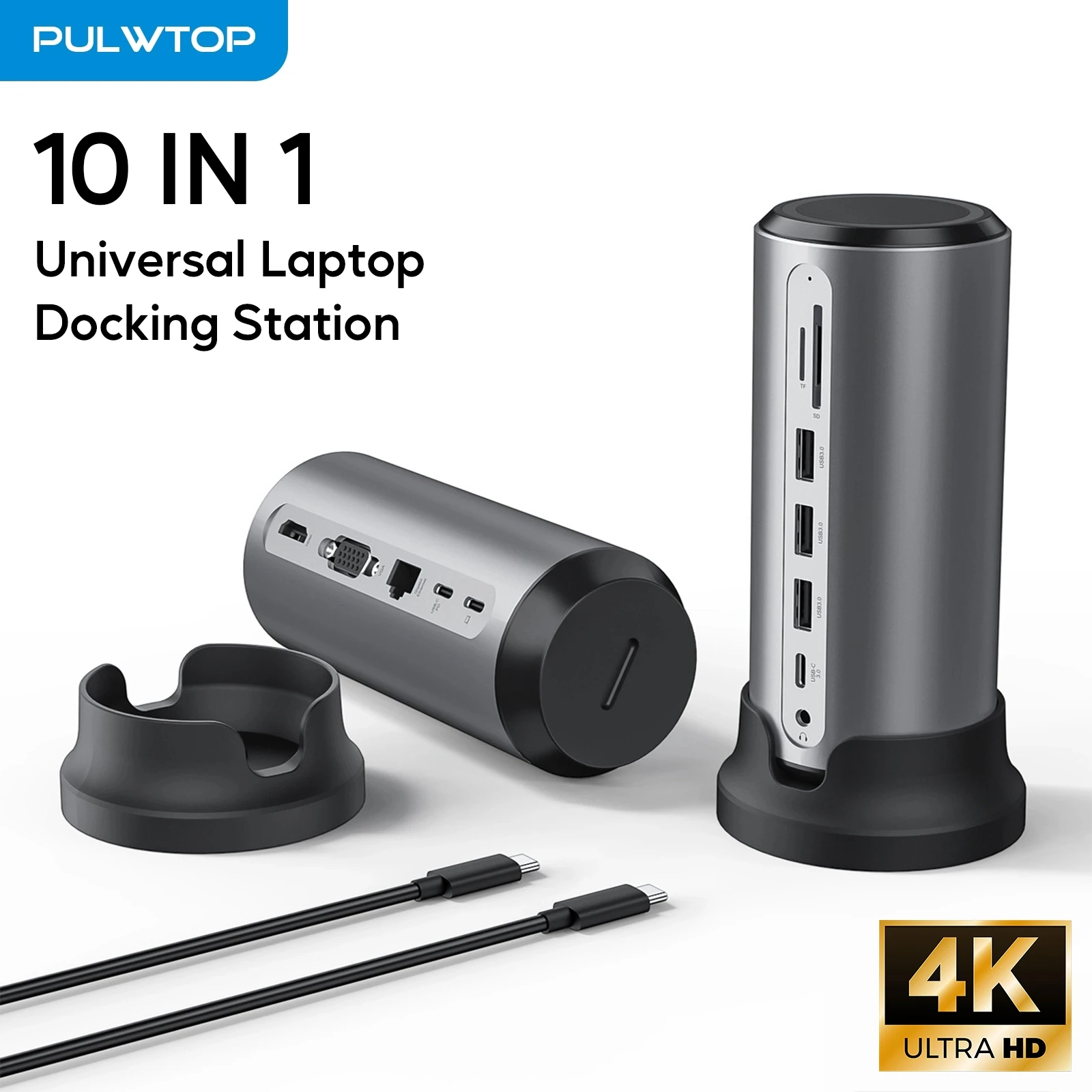 

PULWTOP 12 in 1 Universal Laptop Docking Station Dual Monitor, Type C to HDMI, VGA, Ethernet, SD/TF, PD 100W, for Dell/HP/Lenovo