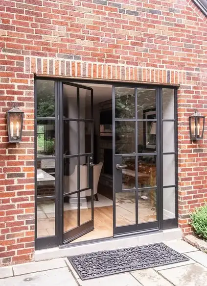 Hot Sale Villa Exterior Aluminum Frames Double Door Waterproof Hurricane Impact Front Door Grilled Design Glass French Door