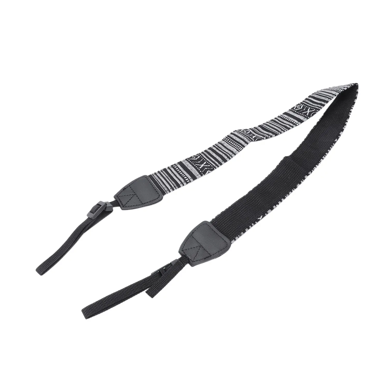 

N33R_Регулируемый хлопковый кожаный ремень для камеры (черный + белый)