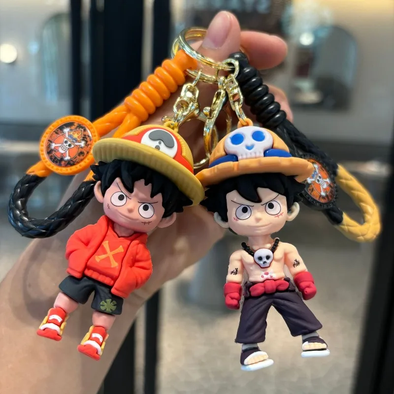 New cartoon woven one piece key chain Luffy doll key ring pendant key chain couple children's gifts