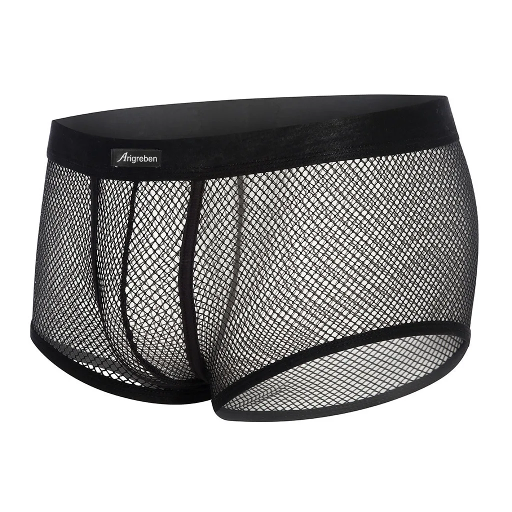 1 Article Men\'s Underwear Mid Waist Fashion Trend Mesh Breathable Boxer Briefs Transparent Underwear