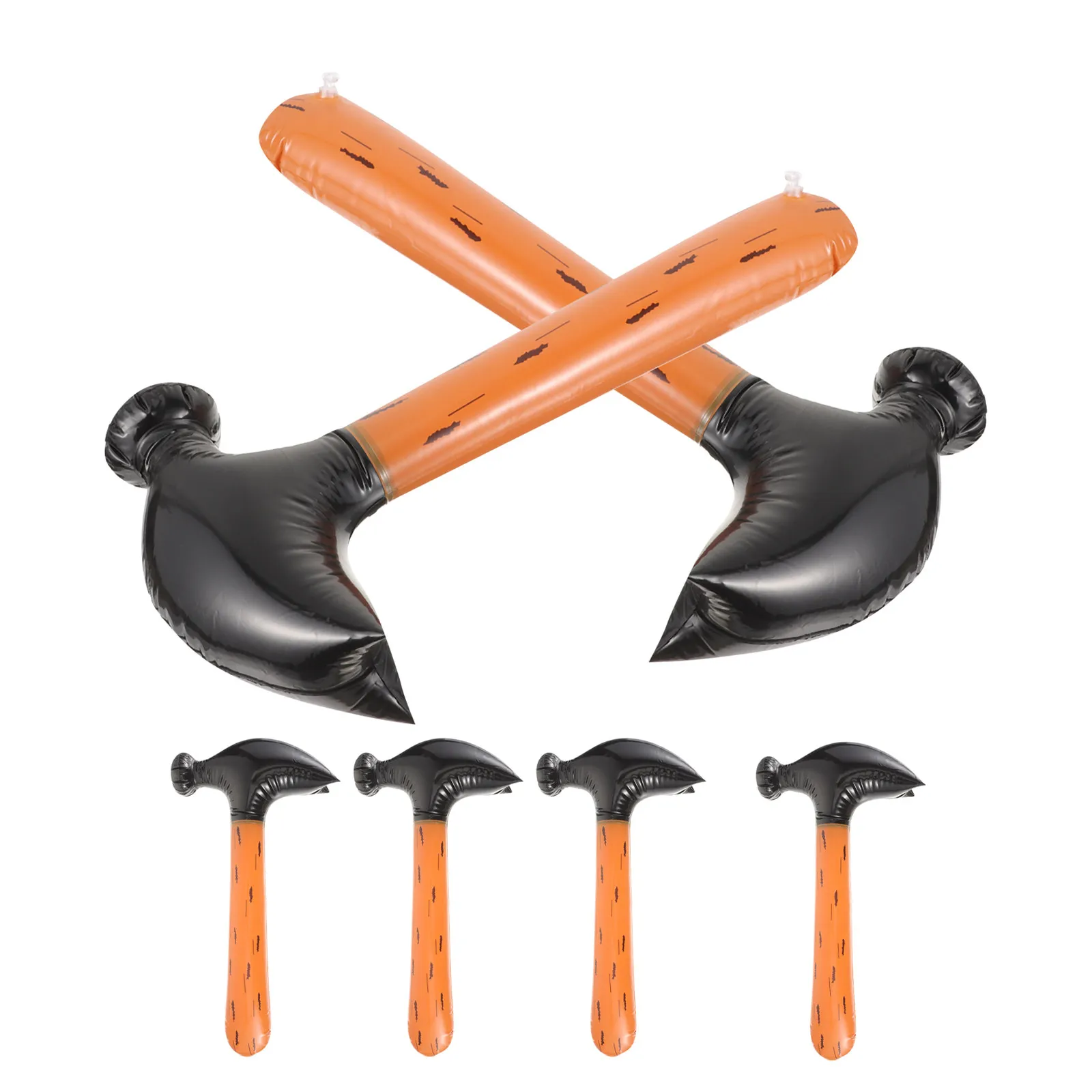 6Pcs Inflatable Wood Grain Pool Play Blow Up Mallet Props Soft Safe Material Cartoon Water Bath Accessories