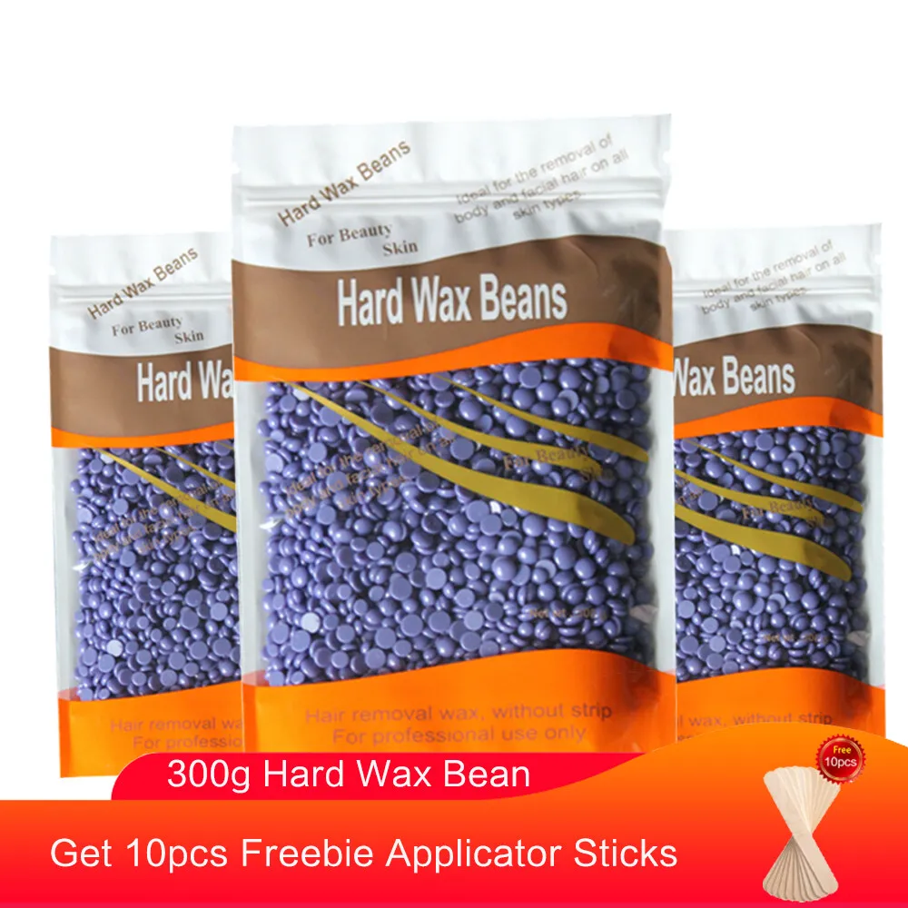 

300g Wax Beans No Strip Depilatory Hot Film Hard Wax Pellet Waxing Bikini Face Hair Removal Bean With Applicator Sticks