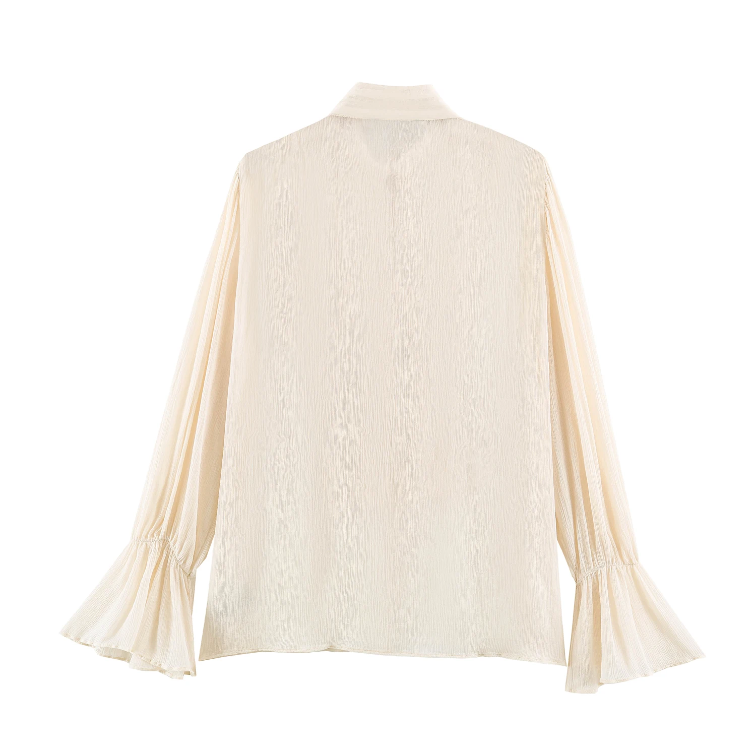 Romantic Style Women's Shirt Long Sleeve Stand Collar Asymmetrical Hem Rope Knot Buckle Breathable Polyester Fiber Loose Fit