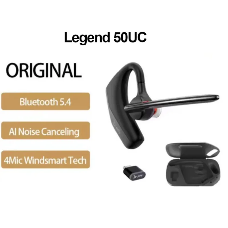 Poly Voyager Legend 50 /Legend 50 UC Bluetooth Headsets, Poly Voyager 5200 Update Version AI Noise Reduction 4Mic WindSmart Tech