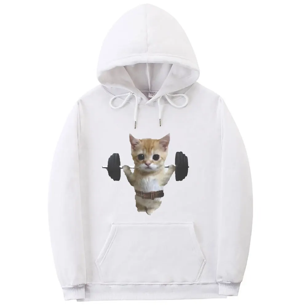 

Funny Gym Sam Sulek Cat Graphic Print Hoodie Men Women Cute Fitness Pump Cover Hooded Sweatshirt Male Oversized Meme Streetwear