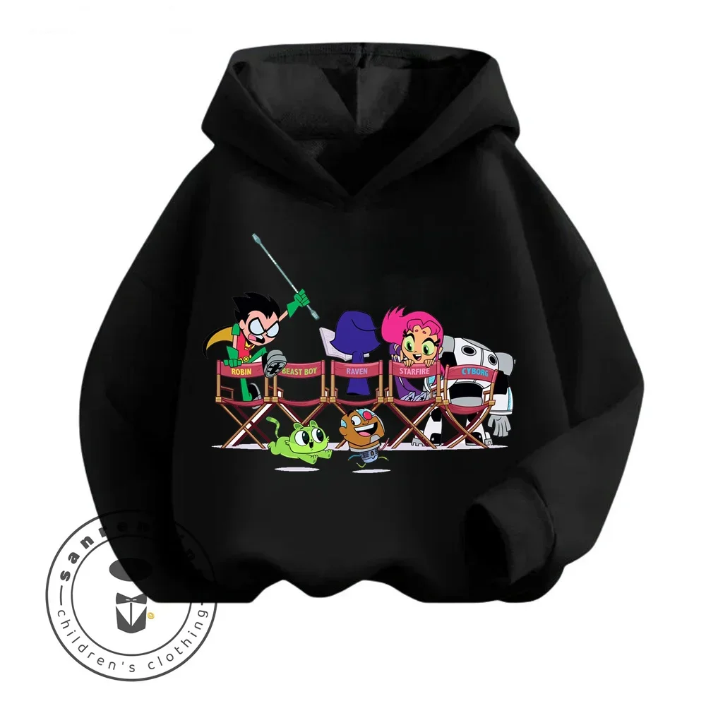 Teen Titans Go Cartoon Delicate Playful Cute Fashion Print Design Suitable for 3-14 Years Old Boys Girls Autumn Winter Hoodie