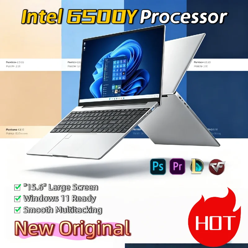 15.6 Inch Laptop 32GB RAM 2TB SSD Intel 6500Y Windows 11 Notebook 5000mAh Gamer PC Backlit Fingerprint Large Screen Office
