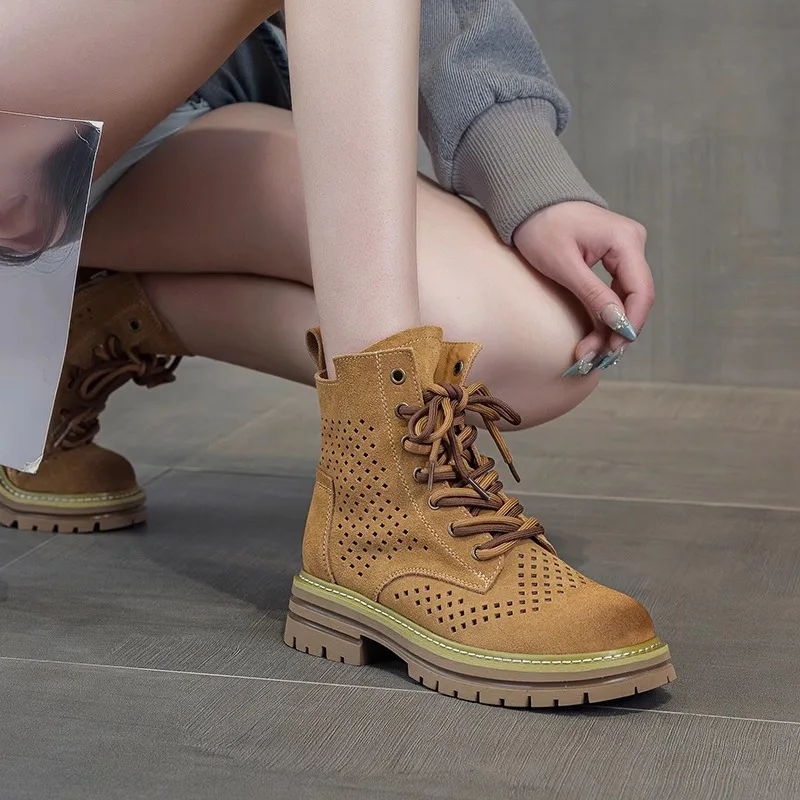 Women's Vintage Western Cowboy Boots with Lace-Up Casual Rider Work Boots Halloween Festival Party Costume Role-Playing Shoes