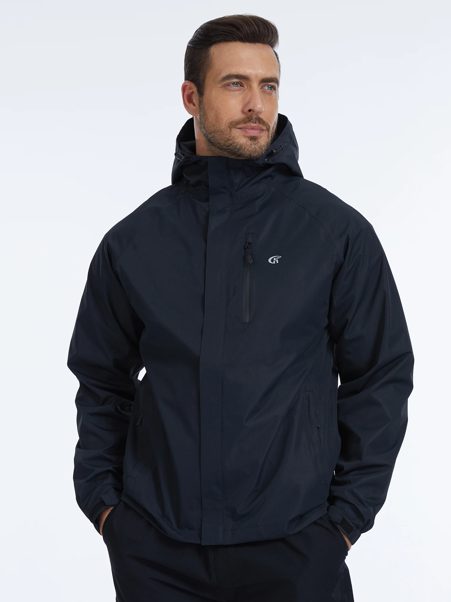 Sommerliche, wasserdichte Regenjacke für Herren, leichte, dünne Regenjacke mit Innentasche, ideal zum Campen, Wandern, Radfahren und Angeln. – Detail 3