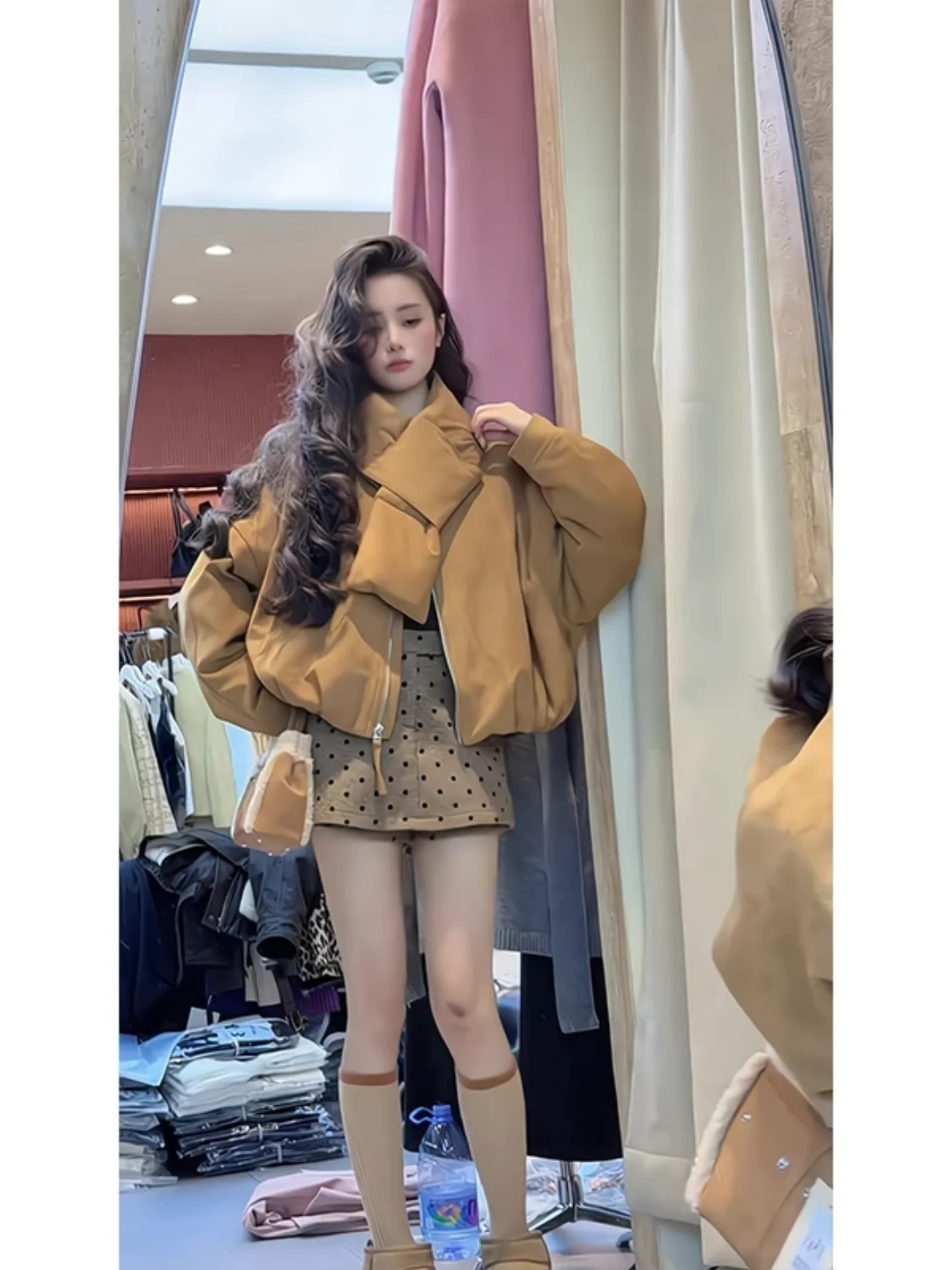 Aospheric Long Sve Women's Set Polka Dot f Skirt Faionable Early Autumn New Sle Korean Sle High Waist ort Pants