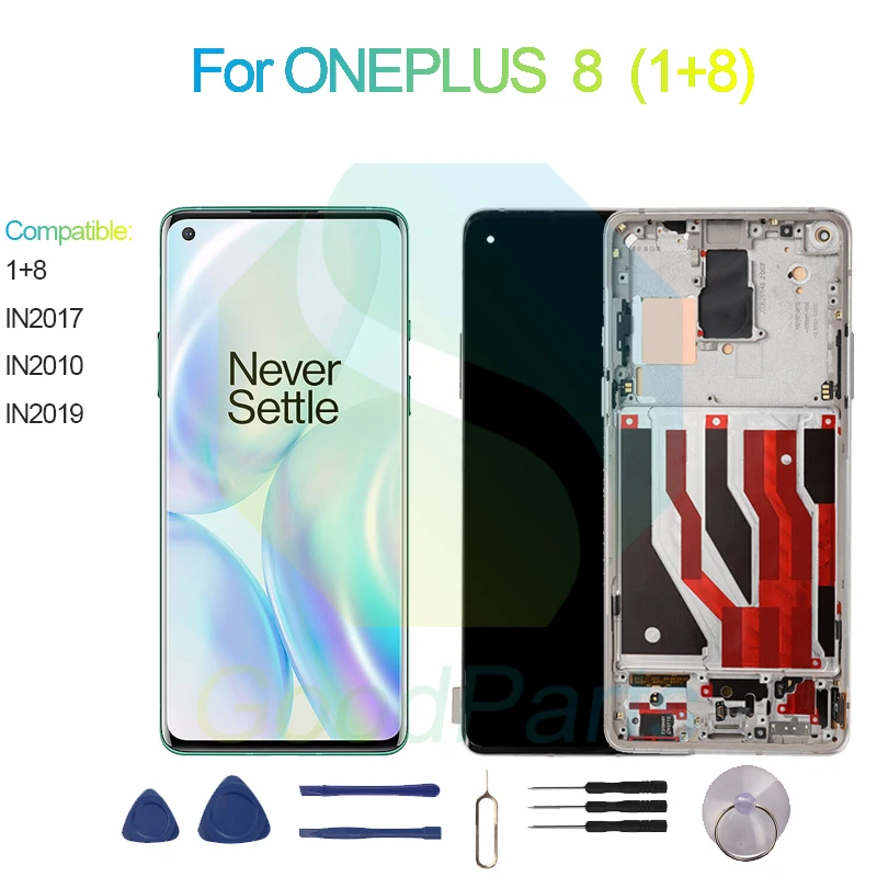 

For ONEPLUS 8 Screen Display Replacement 2400*1080 IN2017, IN2010, IN2019 1+8 LCD Touch Digitizer