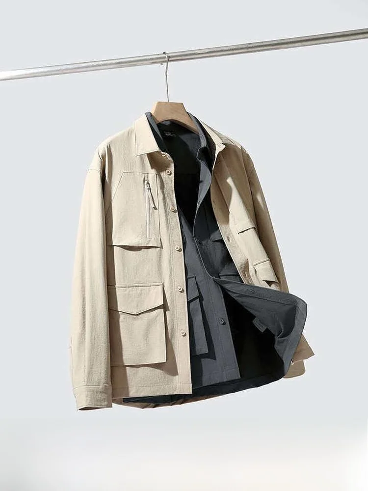 

Garage Man Italian Style Lightweight Outdoor Men's Work Shirt Jacket with Pocket Breathable Skin-Friendly Casual Fashion