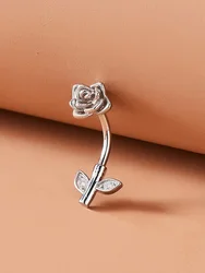 KUNIU1PC Fashion Lovely Rose Stainless Steel Belly Button Lady Body Piercing Body Jewelry Belly Button Nail Belly Jewelry