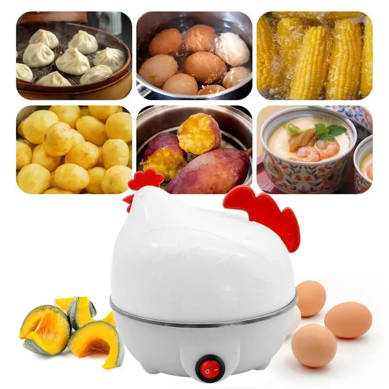 Electric Egg Cooker Multifunction Chicken Shape Rapid Egg Boiler 7 Egg Capacity Automatic Shut Off Mini Breakfast Machine