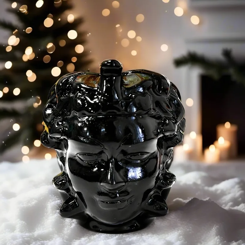 Natural Obsidian Medusa Skull Carvings Perfect for Home Decor Reiki Healing and Unique Gifts