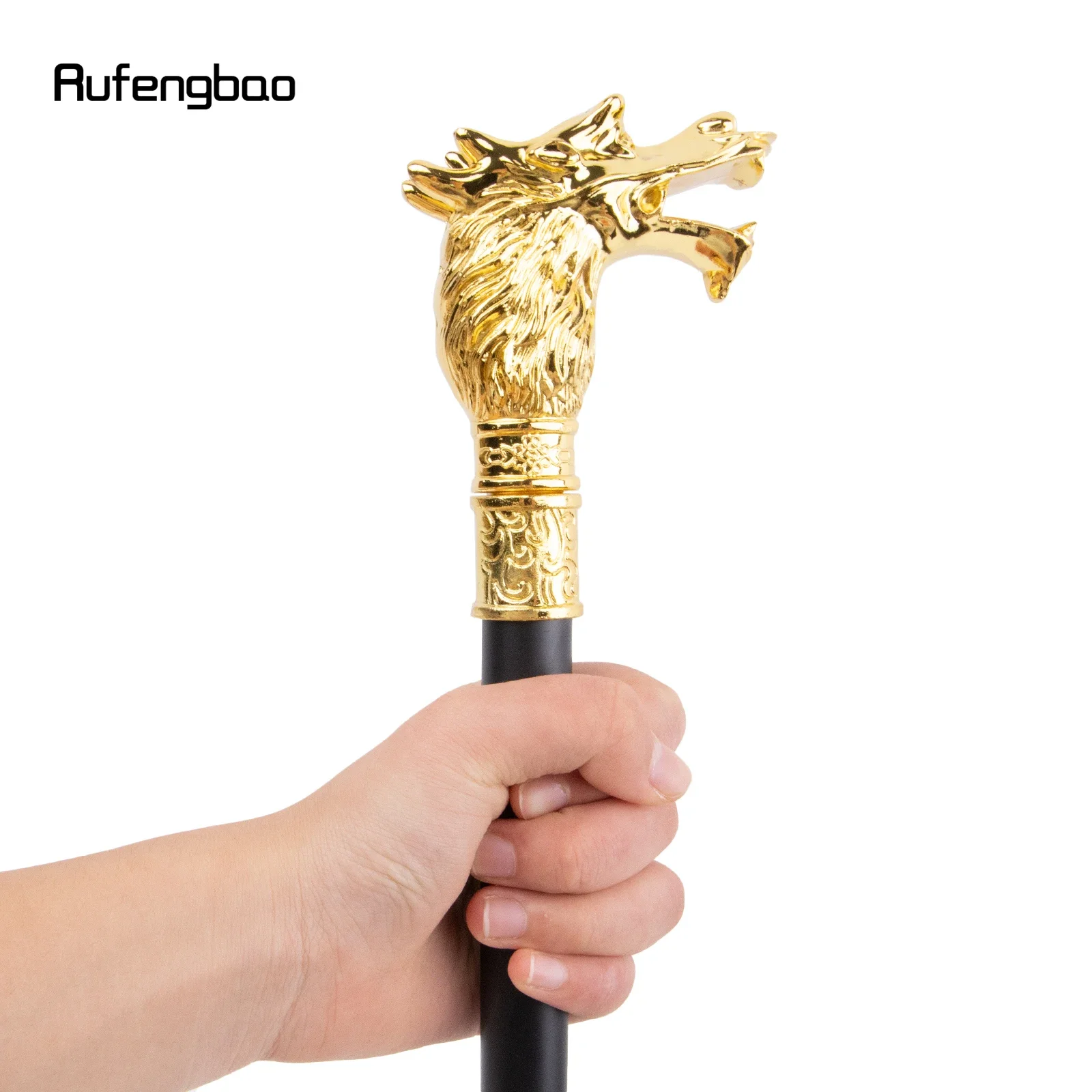 Golden Dragon Head Single Joint Fashion Walking Stick Decorative Vampire Cospaly Party Walking Cane Halloween Crosier 93cm