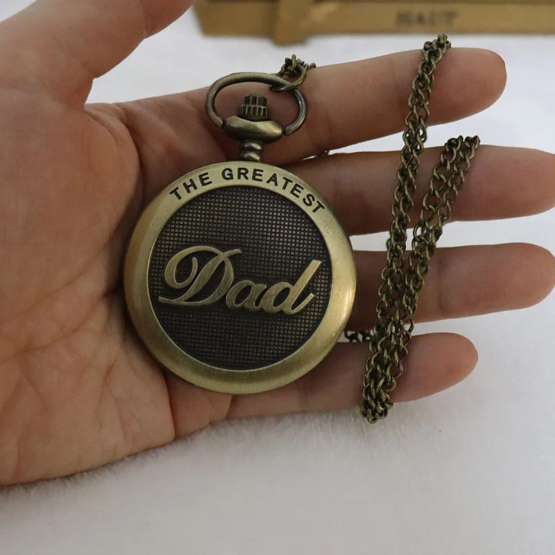 Collana da uomo con orologio da tasca al quarzo retrò, lussuosi regali in oro e argento per il padre del padre più grande