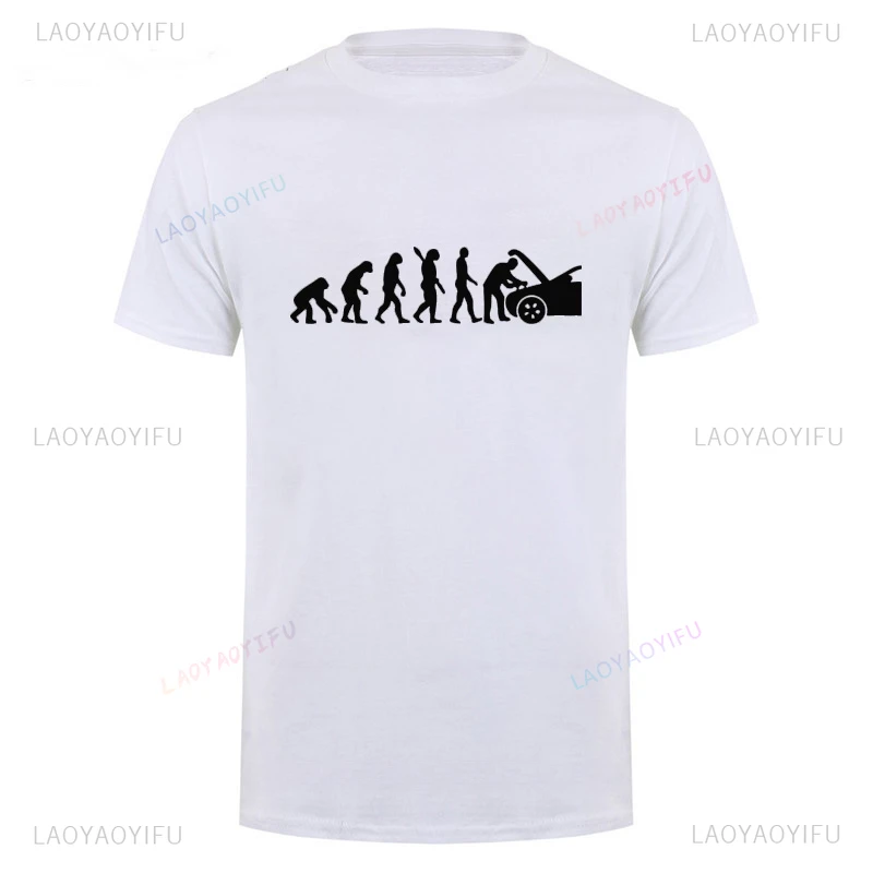 Humor Printed Human Evolution Auto Mechaniker Mechanic Car T-shirt Funny Birthday Gift Father's Day T Shirt Y2k Harajuku Tees