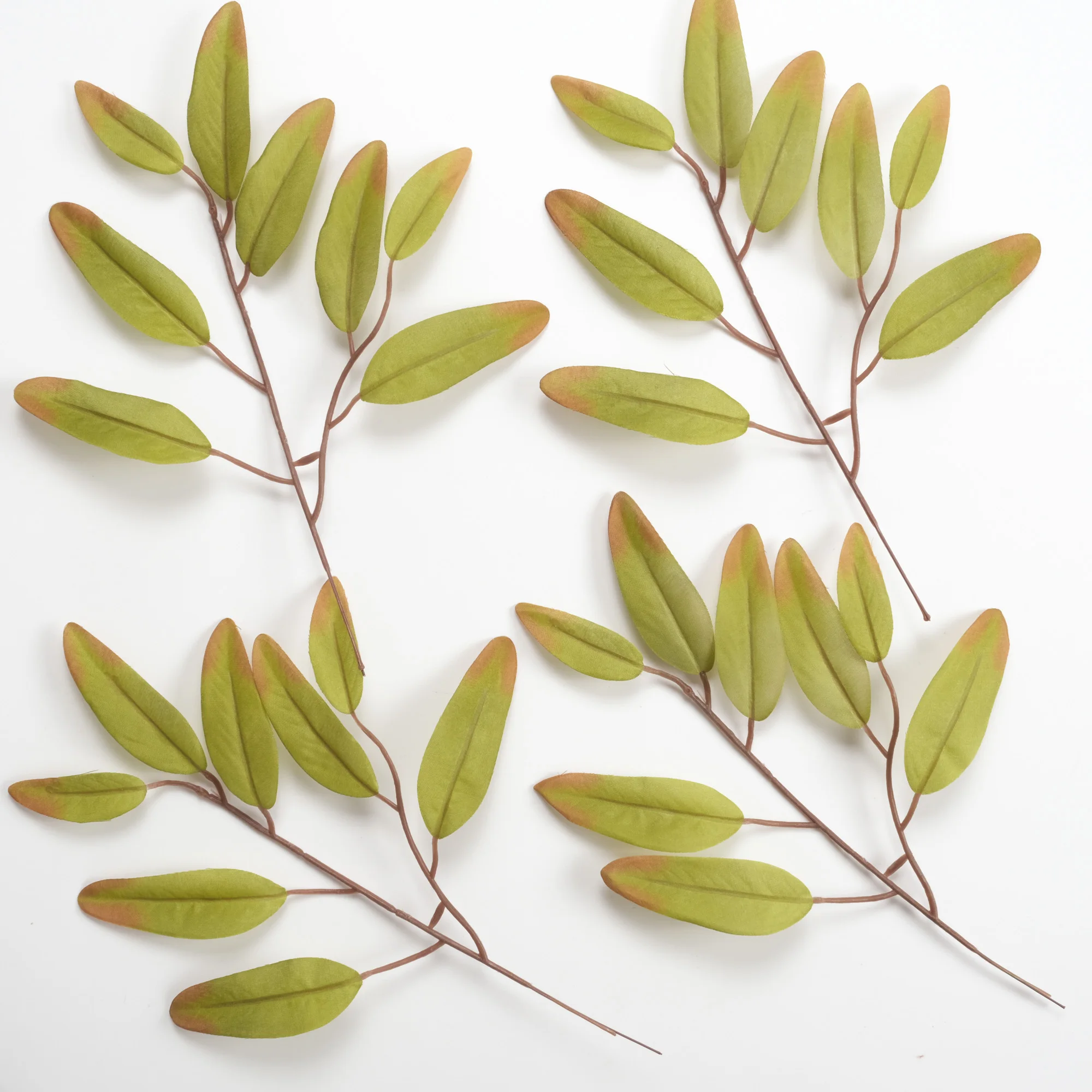 10/100PFall Silk Greenery Twig Green Eucalyptus Leaves Branch For DIY Craft Wreath Vase Bouquets Table Aisle Decor Fake Foliage