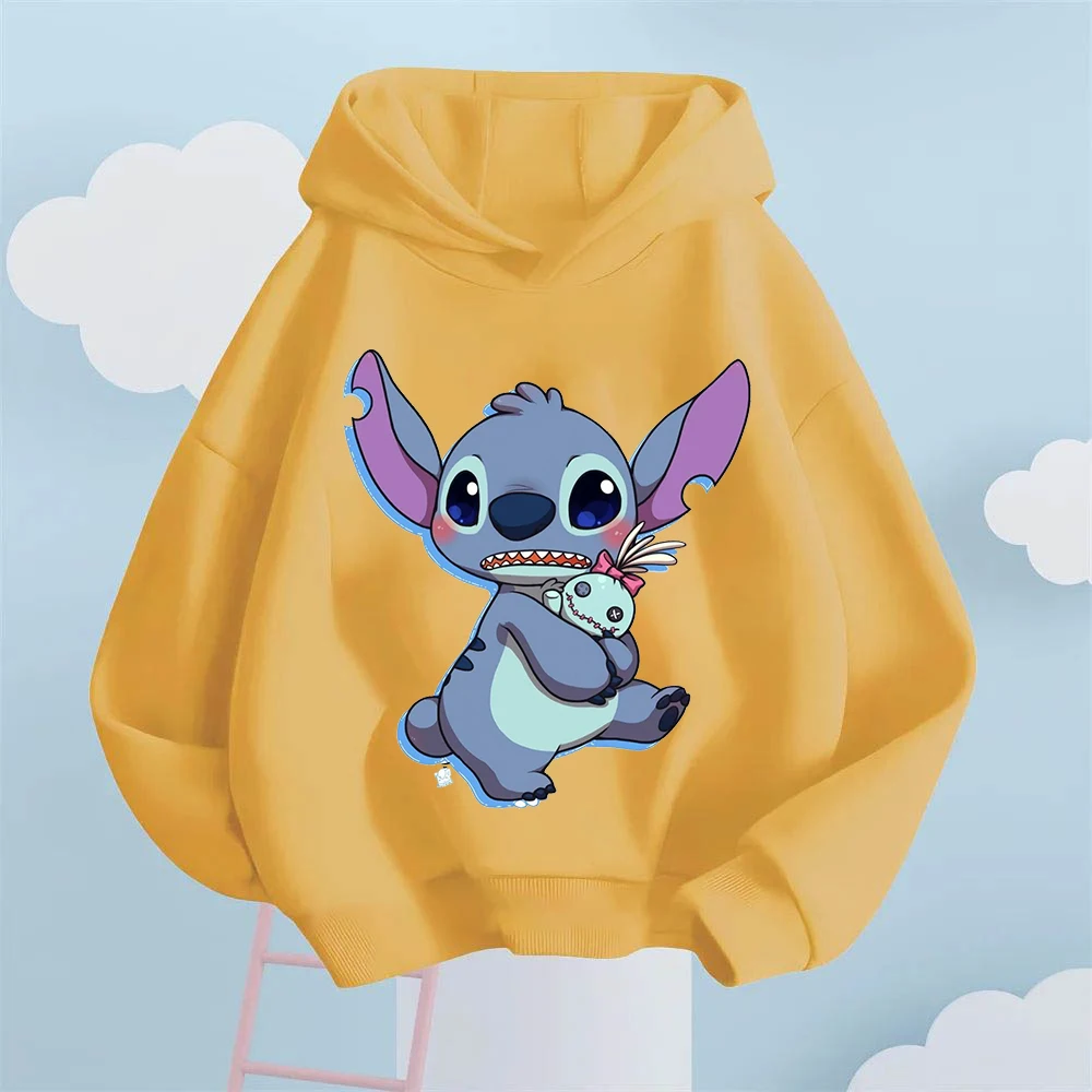 Cute Stitch cartoon hoodie for kids Kawaii designs long-sleeved winter sweatshirt fashion warm children\'s tops for Disney