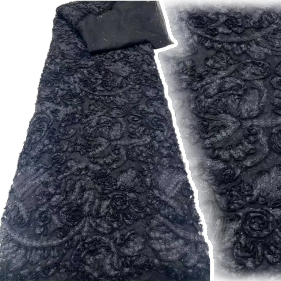 

Последняя горячая распродажа, модная великолепная роскошная кружевная ткань ручной работы с вышивкой, 2025 г., высококачественное кружевное вечерние платье для 5-ярдового платья CC1593