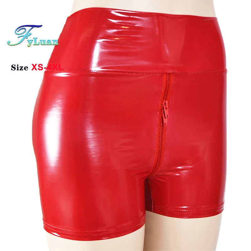 Novas Leggings Sexy com Zíper Duplo, Hotpants de Clube Punk, Estilo Hipster, Calças de Latex, Shorts Mini Plus Size 4XL