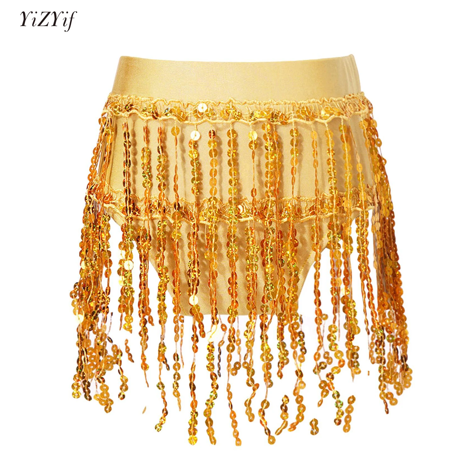 

HOT Sales Kids Girls Sequin Tassel Latin Jazz Dance Skirt Elastic Waistband Briefs Bottoms Children Gymnastics Modern Dancewear